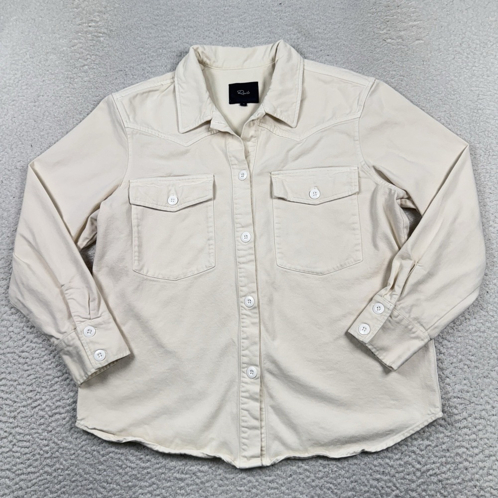 Rails August Shirt Jacket Women's Large Button Front‎ Western Style Cream Ecru